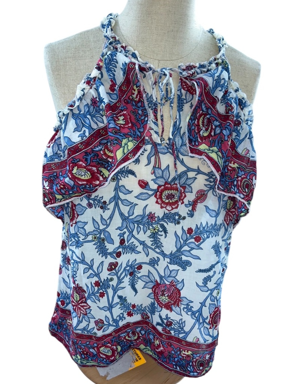 point Sur blue red floral print sleeveless top 8